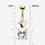 Detail View 1 of Adorable Pineapple Sparkle Belly Button Ring-Clear Gem
