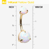 Detail View 1 of 14 Karat Gold Fire Opal Prong Set Belly Button Ring