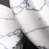Detail View 2 of A Pair of White Howlite Stone Double Flared Ear Gauge Plug-Clear Gem/White