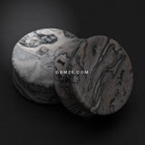Detail View 1 of A Pair of Wavy Jasper Stone Double Flared Ear Gauge Plug-Black
