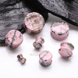 Detail View 2 of A Pair of Rhodonite Stone Double Flared Plug