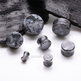 Detail View 2 of A Pair of Black Labradorite Stone Double Flared Plug
