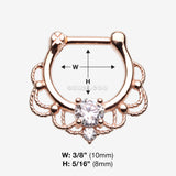 Detail View 1 of Rose Gold Turan Sparkle Septum Clicker Ring-Clear Gem
