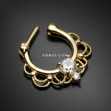 Detail View 3 of Golden Turan Sparkle Septum Clicker Ring-Clear Gem