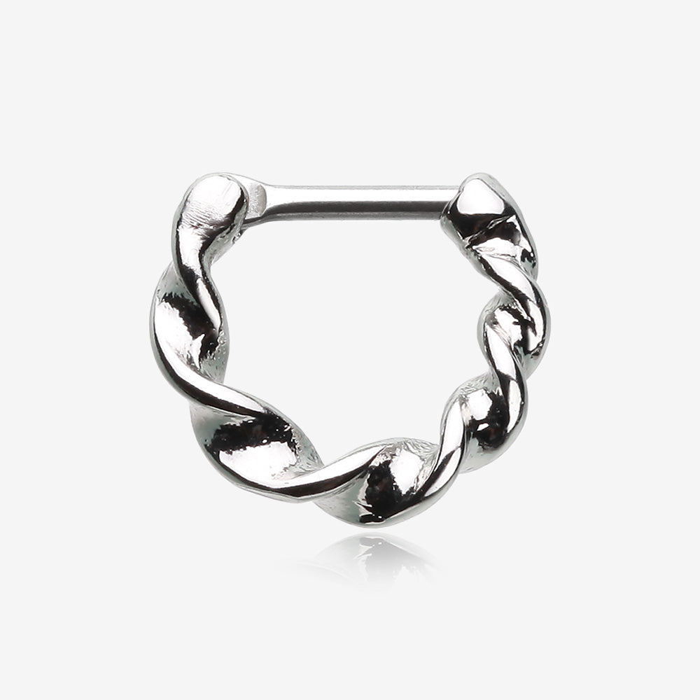 Figaro Twist Septum Clicker Ring-Steel