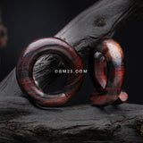 Detail View 1 of A Pair of Classic Organic Sono Wood Spiral Ear Taper Hanger-Orange/Brown
