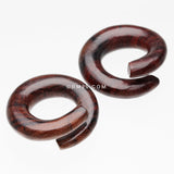 Detail View 3 of A Pair of Classic Organic Sono Wood Spiral Ear Taper Hanger-Orange/Brown