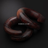 Detail View 2 of A Pair of Classic Organic Sono Wood Spiral Ear Taper Hanger-Orange/Brown