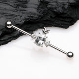 Detail View 1 of Adorable Pineapple Sparkle Industrial Barbell-Clear Gem