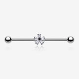 Dainty Flower Sparkle Dazzle Industrial Barbell