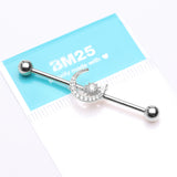 Detail View 2 of Sparkle Moon and Starburst Industrial Barbell-Clear Gem