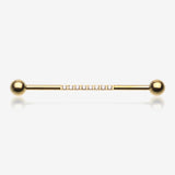 Golden Sparkle Lined Gems Industrial Barbell-Clear Gem