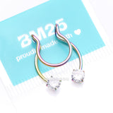 Detail View 4 of Colorline Sparkle Gem Clip On Non-Piercing Fake Horseshoe Hoop Ring-Clear Gem