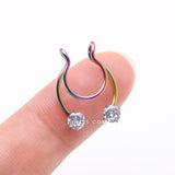 Detail View 2 of Colorline Sparkle Gem Clip On Non-Piercing Fake Horseshoe Hoop Ring-Clear Gem