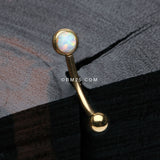 Detail View 1 of Golden Fire Opal Press Fit Sparkle Curved Barbell-White Opal