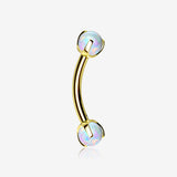 Golden Fire Opal Claw Prong Set Sparkle Internally Threaded Curved Barbell