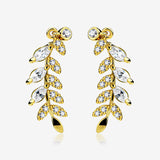 A Pair of Golden Leaf Vine Sparkle Journey Ear Climber Earring