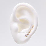 Detail View 1 of A Pair of Golden Brilliant Sparkle Journey Ear Climber Earring