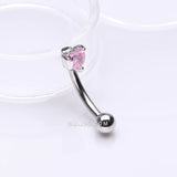 Detail View 1 of Heart Gem Sparkle Prong Curved Barbell-Pink