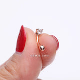 Detail View 2 of Rose Gold Heart Gem Sparkle Prong Curved Barbell-Clear Gem