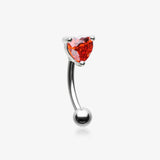 Heart Gem Sparkle Prong Curved Barbell-Red
