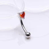 Detail View 1 of Heart Gem Sparkle Prong Curved Barbell-Red