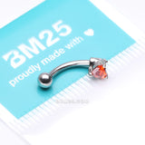 Detail View 3 of Heart Gem Sparkle Prong Curved Barbell-Red