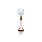 Rose Gold Fire Opal Prong Set Sparkle Curved Barbell