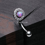 Detail View 1 of Brilliant Sparkle Gems Fire Opal Prong Set Curved Barbell-Purple Opal
