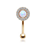 Rose Gold Brilliant Sparkle Gems Fire Opal Prong Set Curved Barbell