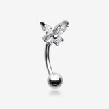 Butterfly Glam Prong Set Sparkle Curved Barbell