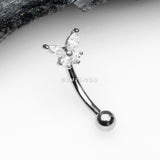 Detail View 1 of Butterfly Glam Prong Set Sparkle Curved Barbell-Clear Gem