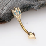 Detail View 1 of Golden Tribal Feather Arrow Curved Barbell