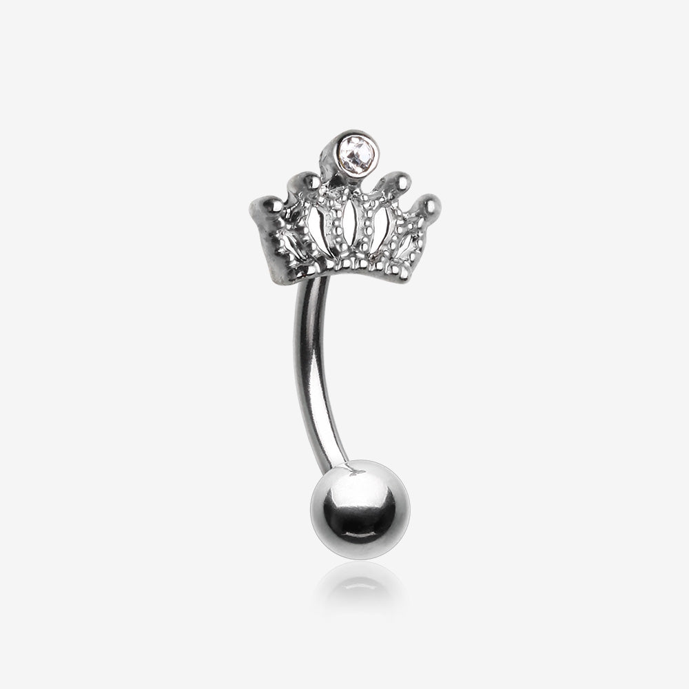 Emperor Crown Sparkle Curved Barbell-Clear Gem