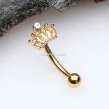 Detail View 1 of Golden Emperor Crown Sparkle Curved Barbell-Clear Gem