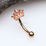 Detail View 1 of Rose Gold Emperor Crown Sparkle Curved Barbell-Clear Gem