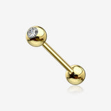 14 Karat Gold Gem Ball Top Barbell