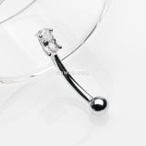 Detail View 1 of 14 Karat White Gold Prong Set Marquise Gem Sparkle Curved Barbell-Clear Gem