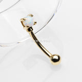 Detail View 1 of 14 Karat Gold Prong Set Fire Opal Sparkle Curved Barbell-White Opal