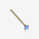 14 Karat Gold Prong Set Fire Opal Fishtail Nose Ring