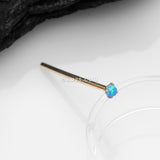 Detail View 1 of 14 Karat Gold Prong Set Fire Opal Fishtail Nose Ring-Blue