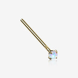 14 Karat Gold Prong Set Fire Opal Fishtail Nose Ring