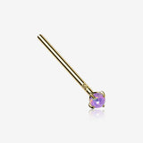 14 Karat Gold Prong Set Fire Opal Fishtail Nose Ring-Purple