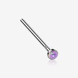 14 Karat White Gold Bezel Set Fire Opal Fishtail Nose Ring-Purple