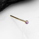 Detail View 1 of 14 Karat Gold Bezel Set Fire Opal Fishtail Nose Ring-Purple