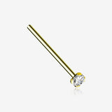 14 Karat Gold Prong Set Sparkle 16mm Fishtail Nose Ring-Clear Gem