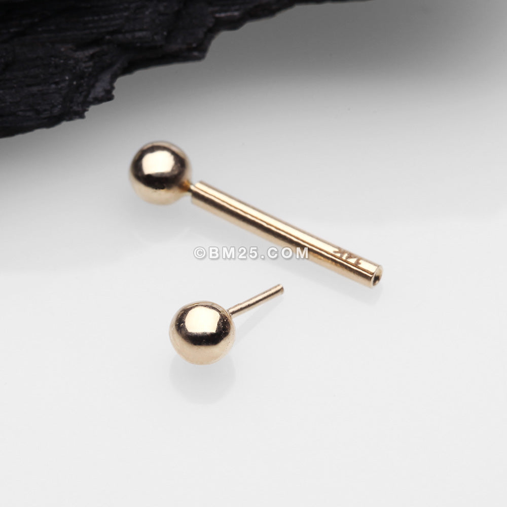 Detail View 2 of 14 Karat Gold OneFit‚Ñ¢ Threadless Ball Top Barbell