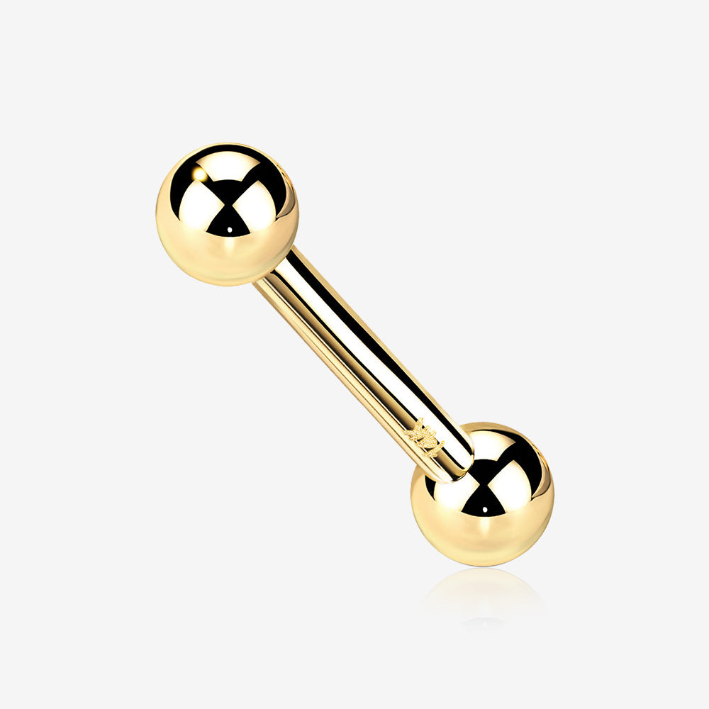 14 Karat Gold OneFit‚Ñ¢ Threadless Ball Top Barbell