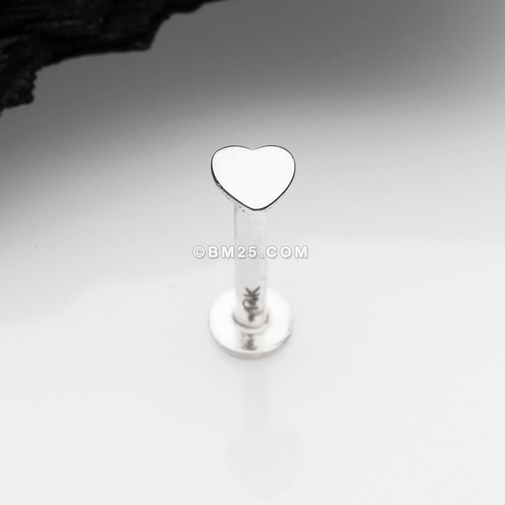 Detail View 1 of 14 Karat White Gold OneFit‚Ñ¢ Threadless Flat Heart Top Flat Back Stud Labret