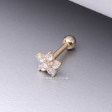 Detail View 1 of 14 Karat Gold Fire Opal Sparkle Gems Flower Cartilage Tragus Barbell-White Opal